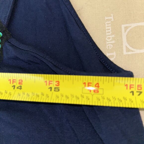 Boston Proper Top Size Small blue beaded scoop neck stretch - Picture 5 of 6